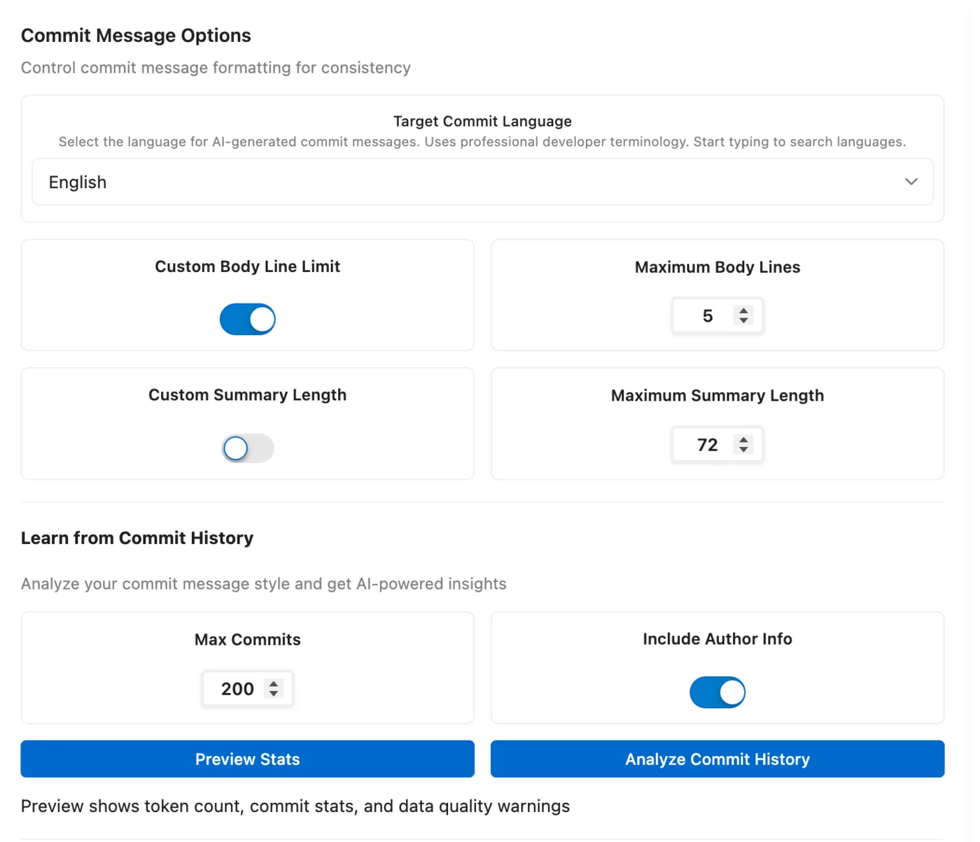 GitMind learning the commit convention already used in a repository's history